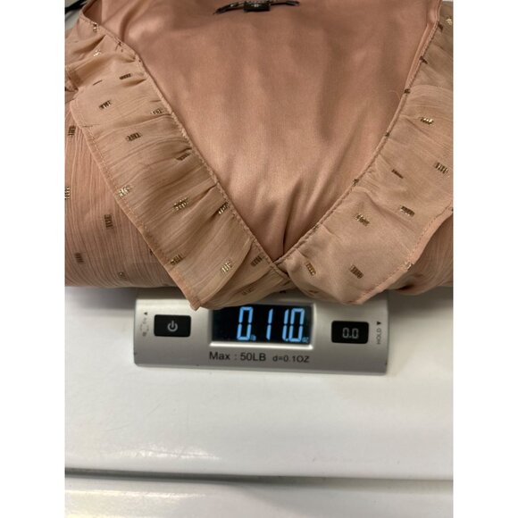 Express Womens Ruffle Maxi Dress M Tan Sleeveless V-Neck Polka Dots - Picture 7 of 9